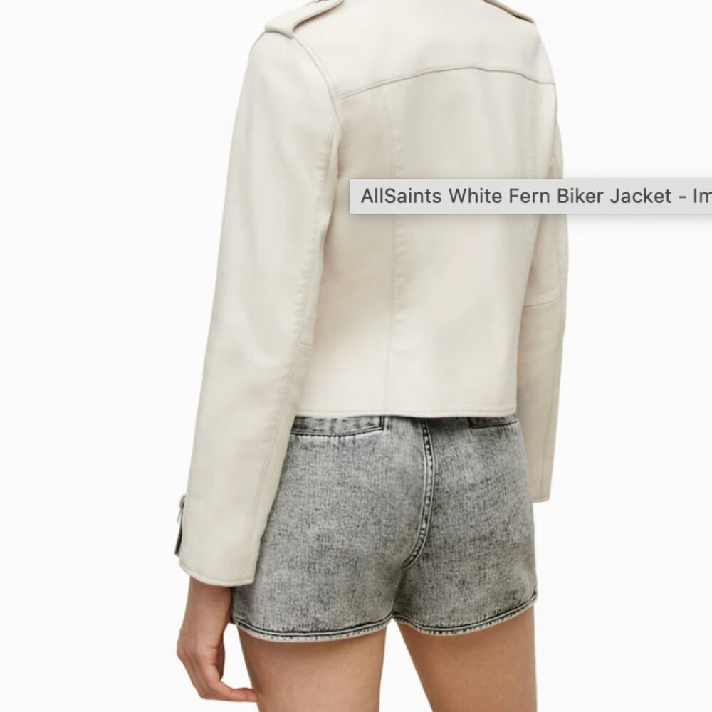 AllSaints White Fern Biker Jacket Size 4 - Picture 3 of 10